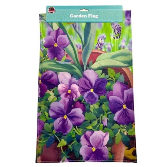 Garden Yard Flag Pansies Flower Pot Floral Purple Multicolor 12 X 18 in - Picture 4 of 13